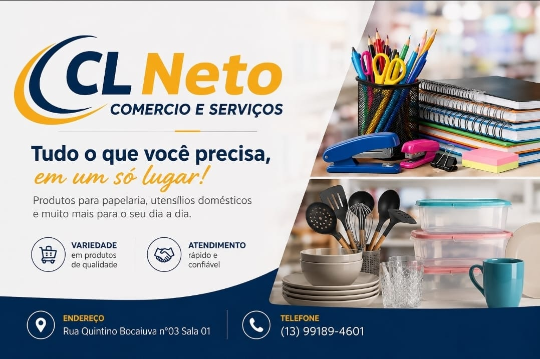 Arte da CL Neto Comércio e Serviços com materiais de papelaria e utensílios domésticos